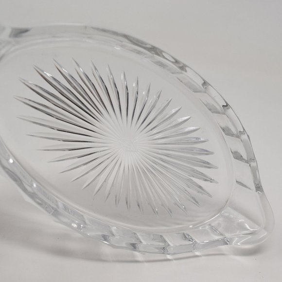 Vintage USA Heisey Glass Starburst Oval Relish Dish Clear Handle Diamond H - Picture 10 of 15